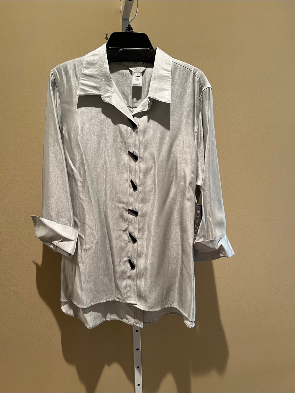 Multiples Cream Satin Button-Front Shirt